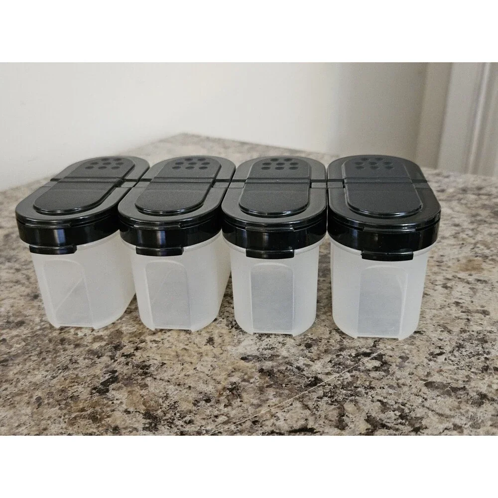 Set of 4 Tupperware Small Spice Shakers With White Lids EUC